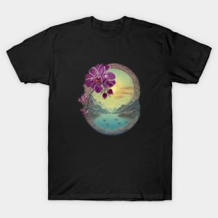 Orchid Wildflower Bloom Flora Gift River Mountains T-Shirt